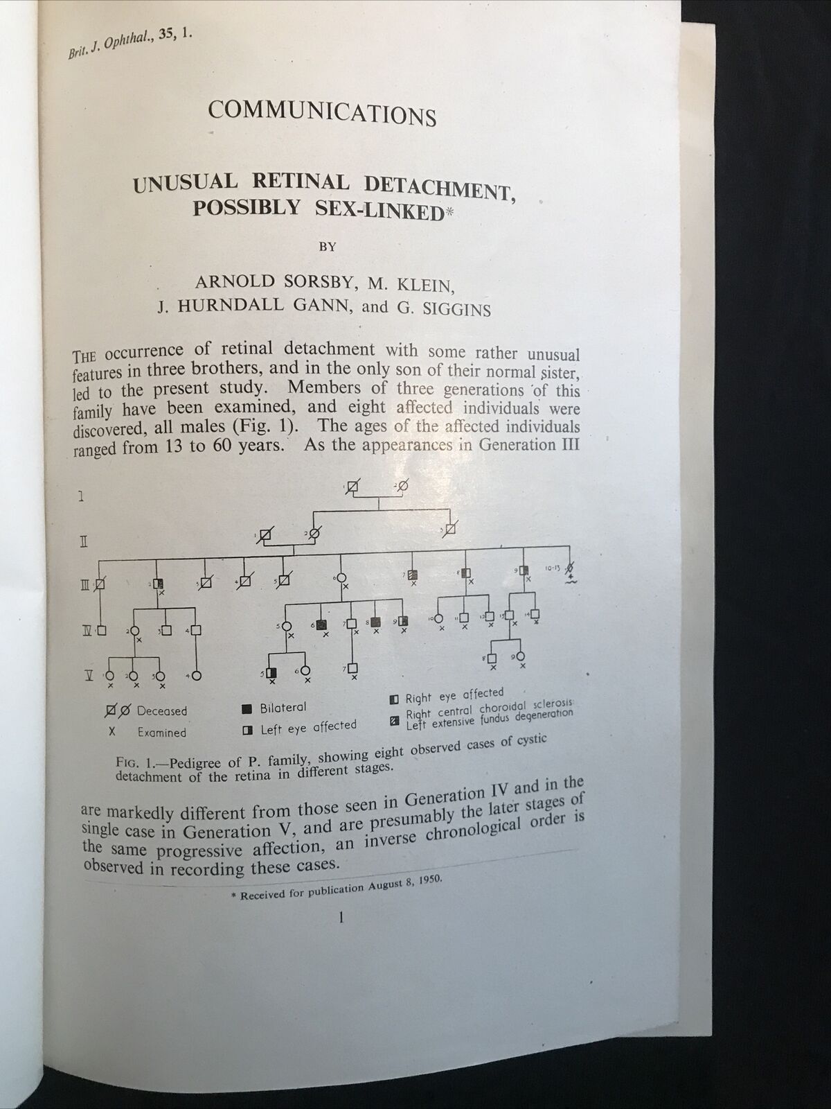 BRITISH JOURNAL OF OPHTHALMOLOGY, oftalmologia. Stewart Duke-Elder 1951 vol XXXV