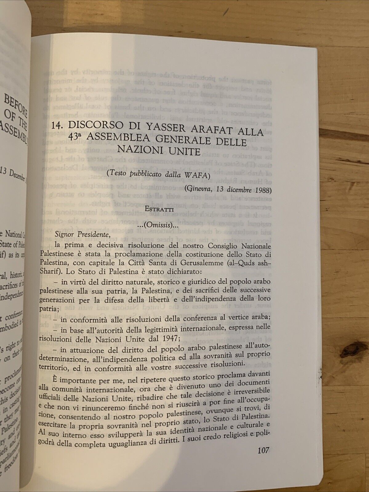 Il Conflitto Arabo-Israeliano, documentazione essenziale 1987-1990 Affari Esteri