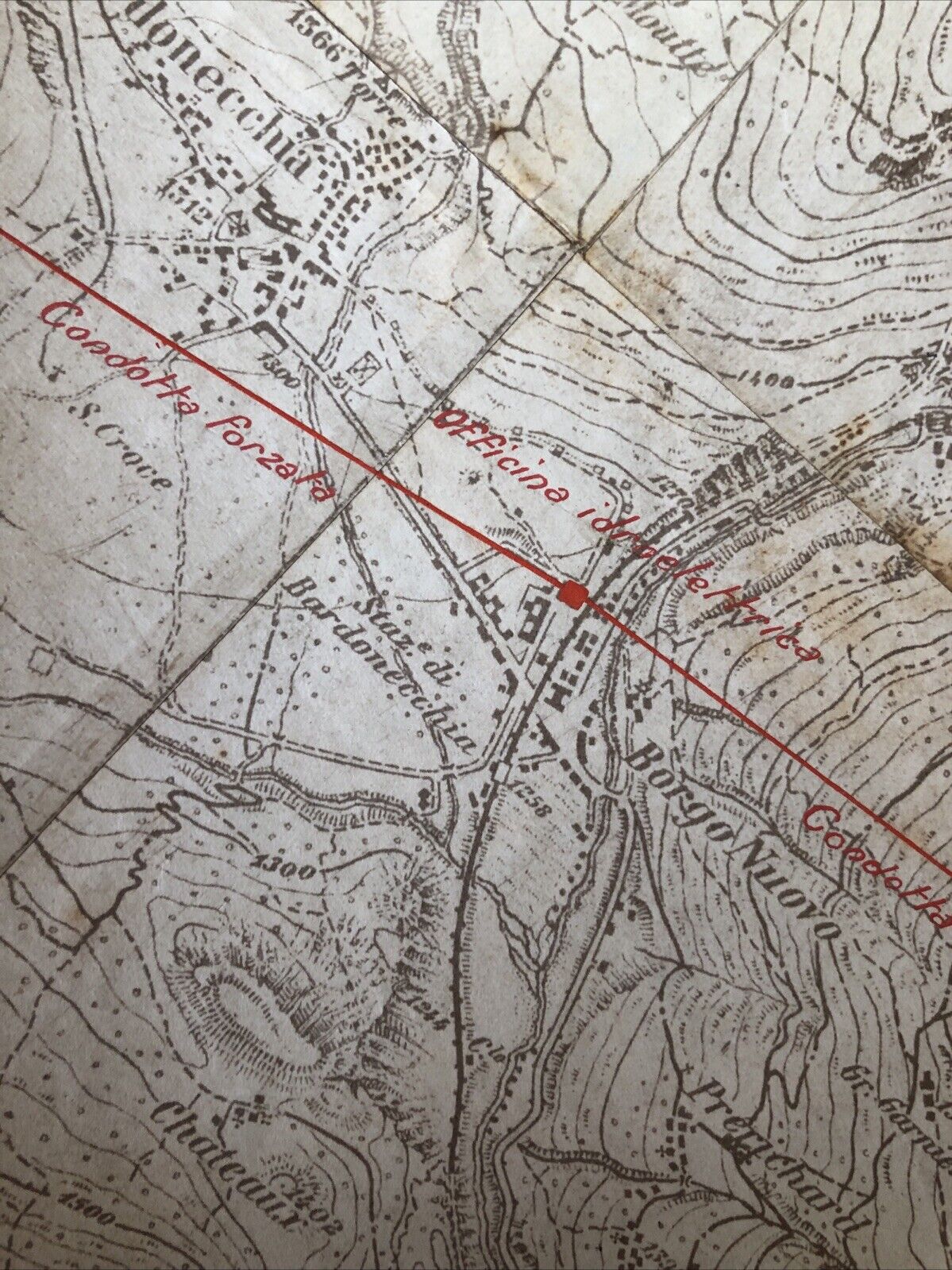 Cartografia ferrovie anni 1910 ca. BARDONECCHIA MELEZET LES GRANGES MILLAURES