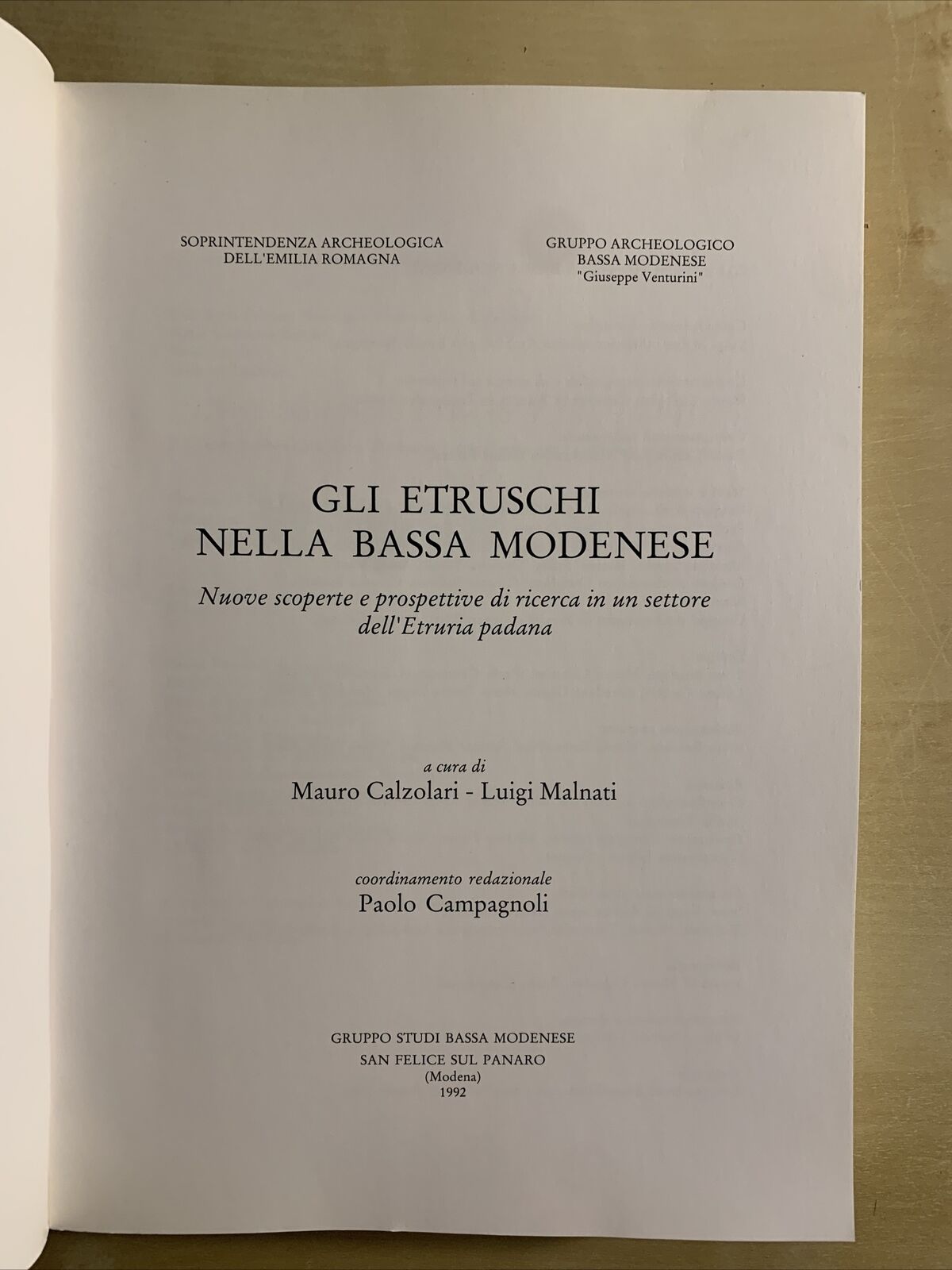 GLI ETRUSCHI NELLA BASSA MODENESE. Calzolari, Malnati 1992 #