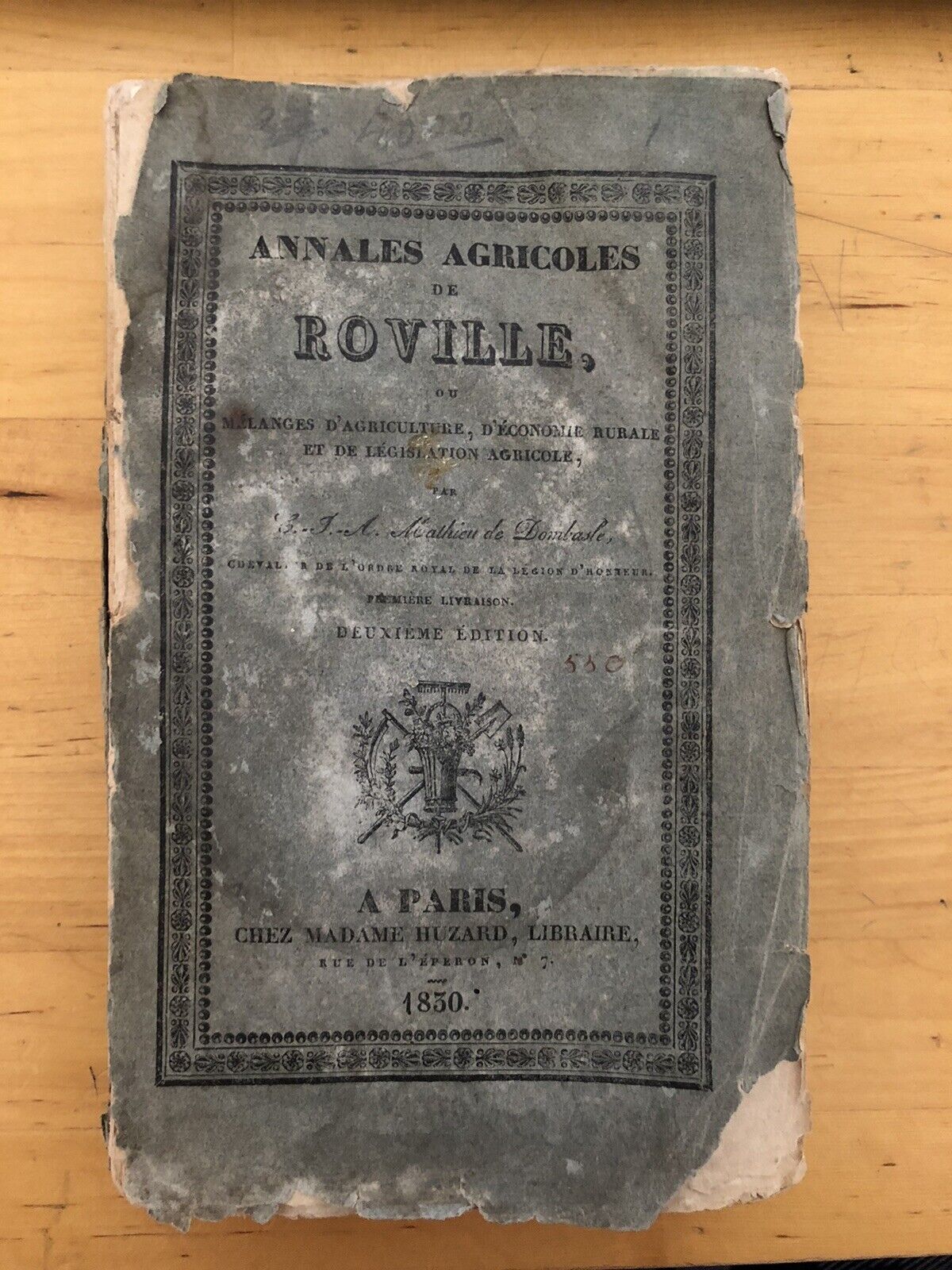 ANNALES AGRICOLES DE ROVILLE Mathieu de Dombasle. Huzard 1829 (con tavole)