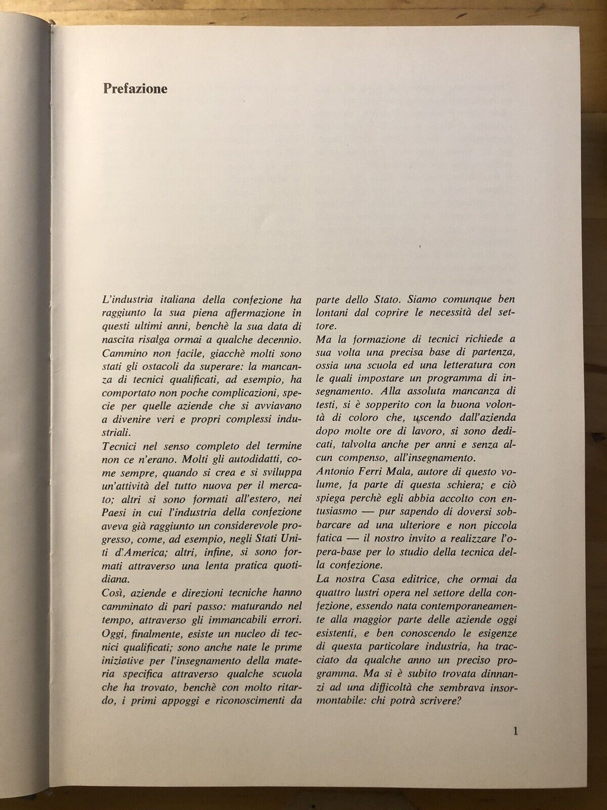 Organizzazione della confezione in serie, Antonio Ferri Mala. Aurelio Canevari
