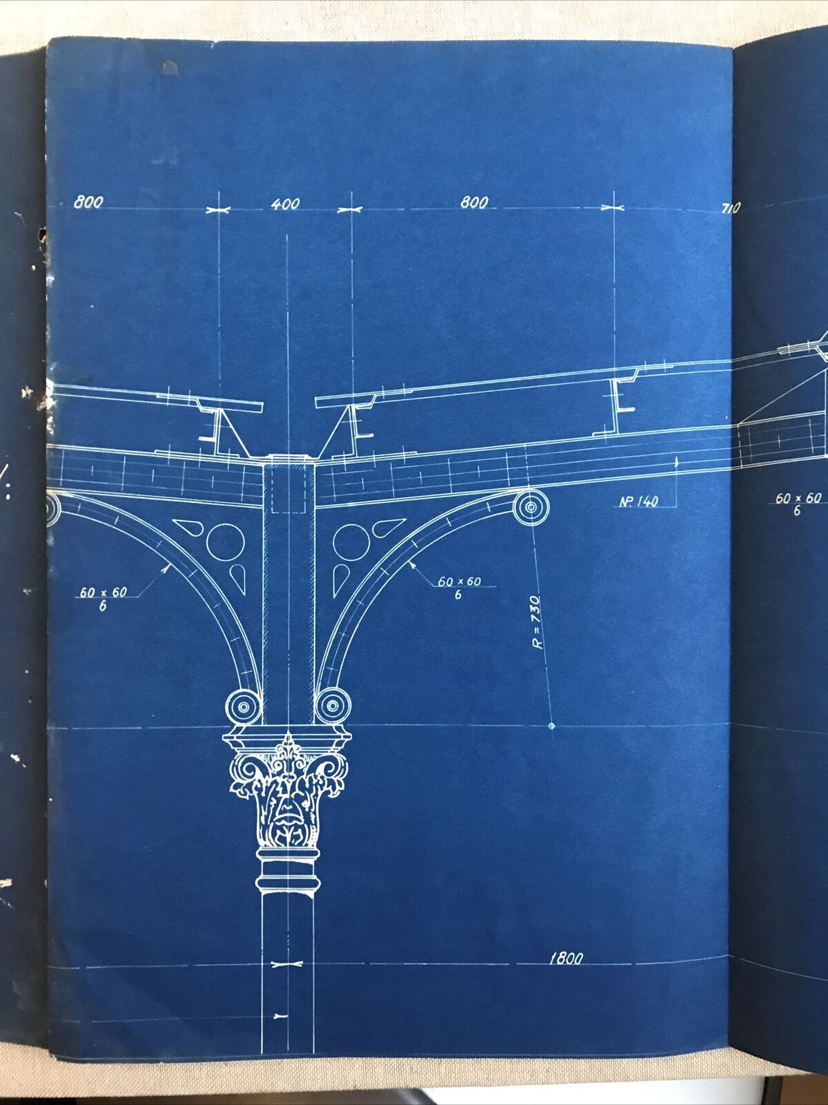 FERROVIE DELLO STATO - architettura / planimetria centina di testa su colonna