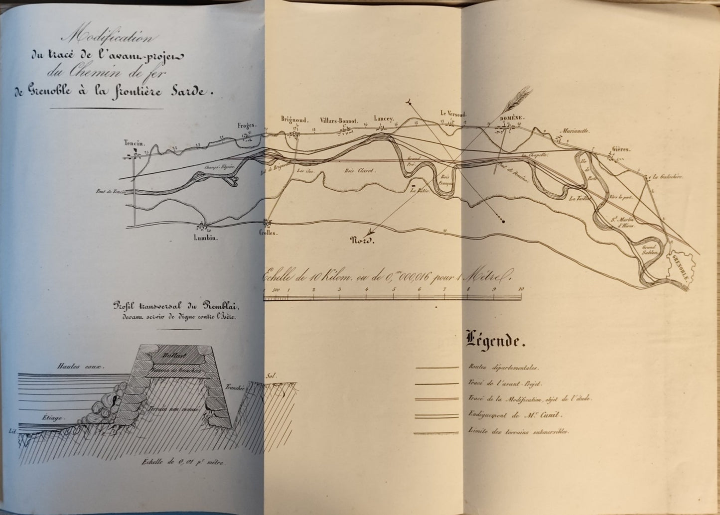 Assainissement de La Vallee du Graisivaudan - L' Endiguement chemin de fer 1853