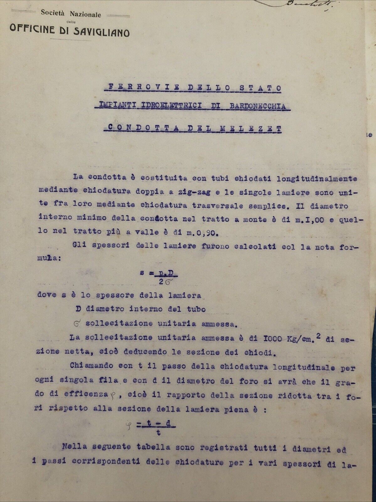 FERROVIE DELLO STATO - BARDONECCHIA impianti idroelettrici 1918