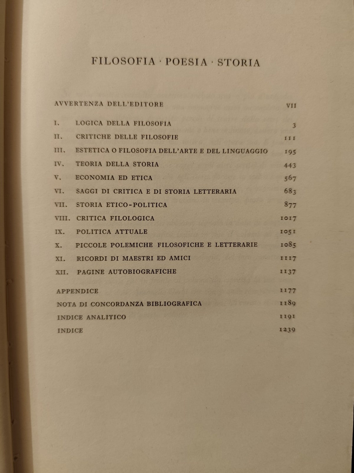 Filosofia Poesia Storia - Benedetto Croce - Riccardo Ricciardi ed. 1951