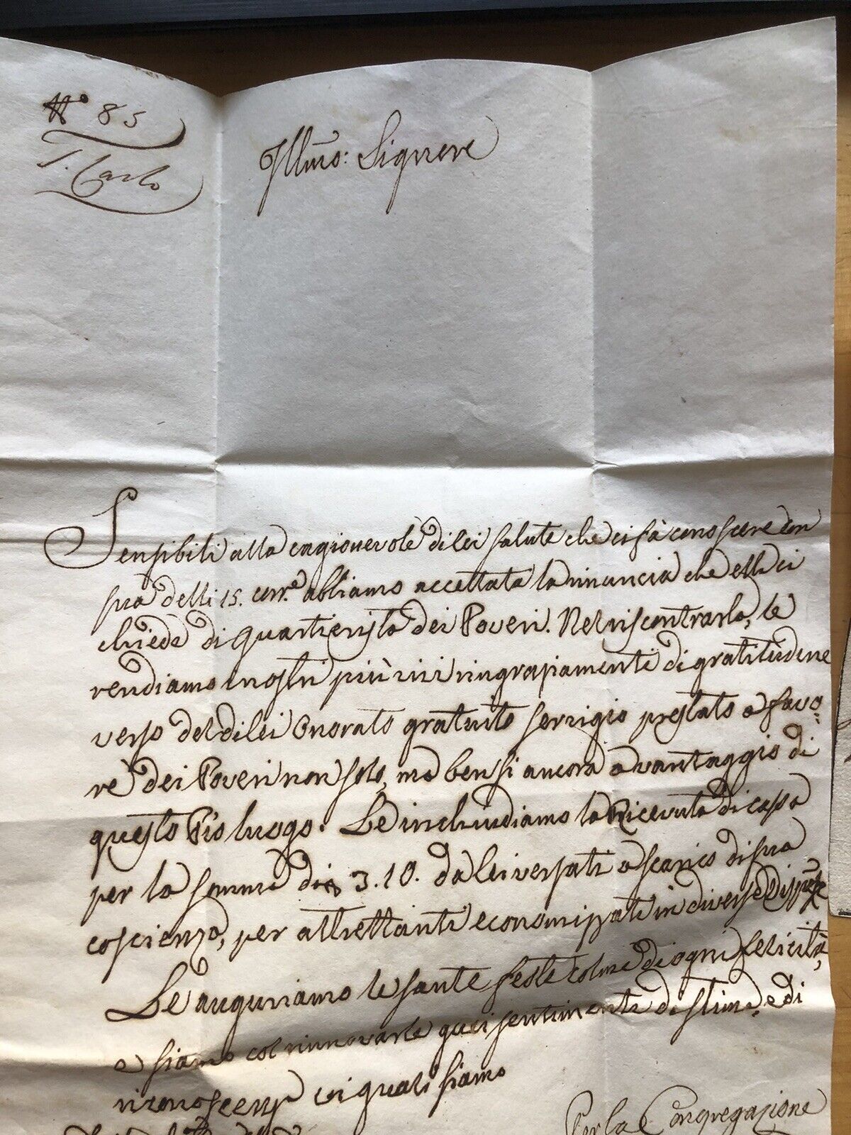 Documento manoscritto 1825 città di Forlì