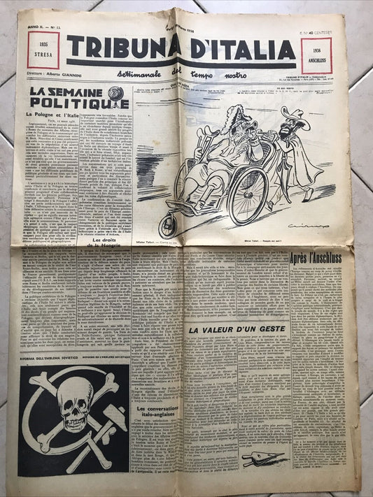 TRIBUNA D'ITALIA anno 2. N 13 - 20 marzo 1938. SATIRA POLITICA