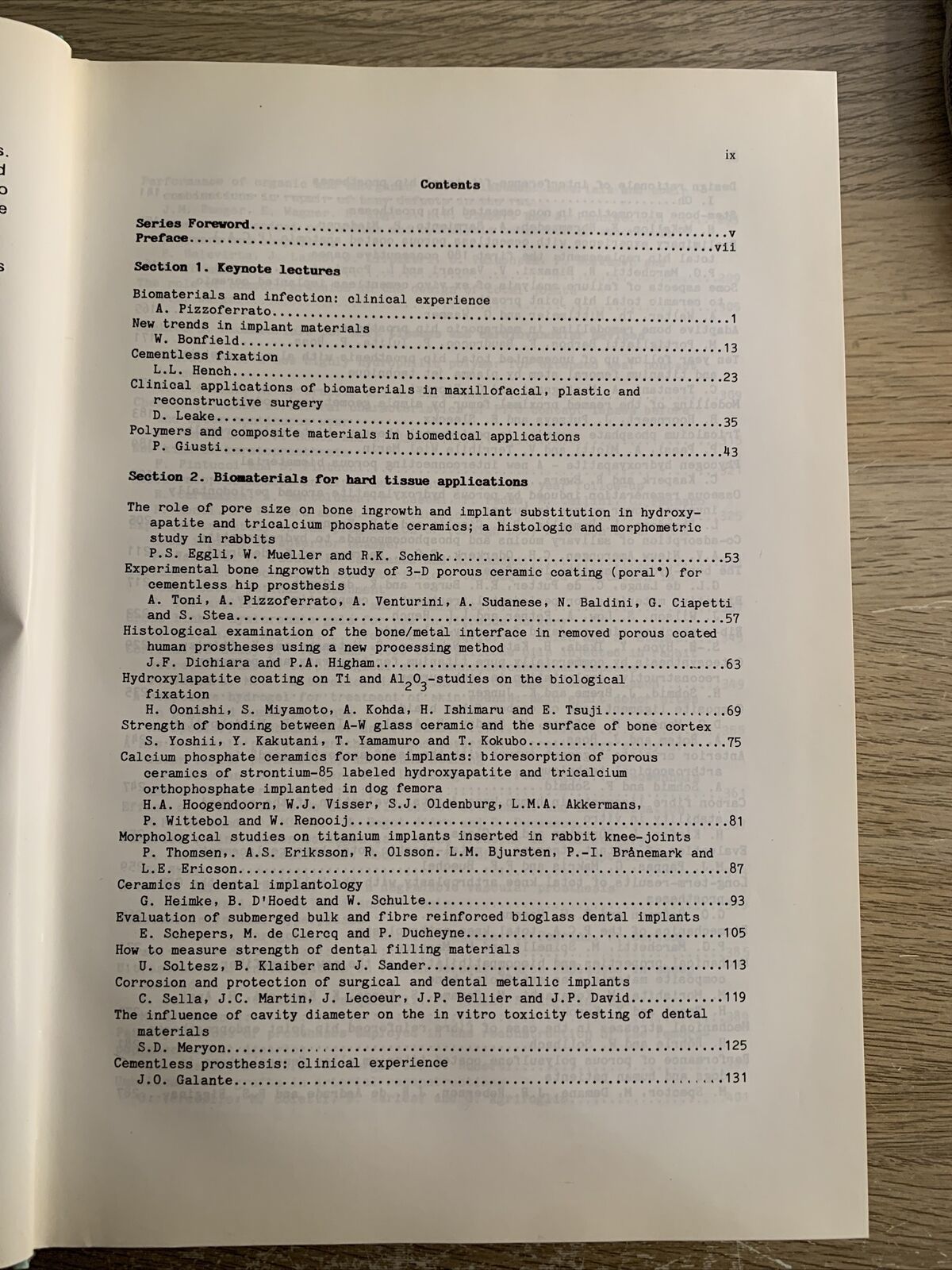 Biomaterials and clinical applications. Pizzoferrato , Marchetti, Ravaglioli.