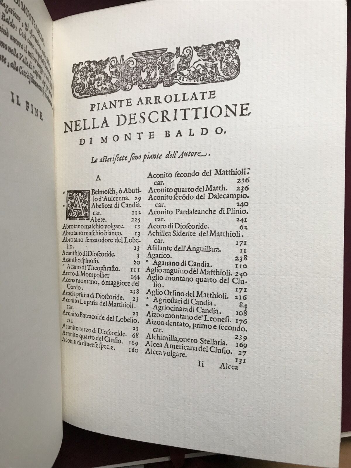MONTE BALDO, Giovanni Pona. Botanica-Piante rare, facsimile 1972 dell'ed. 1617
