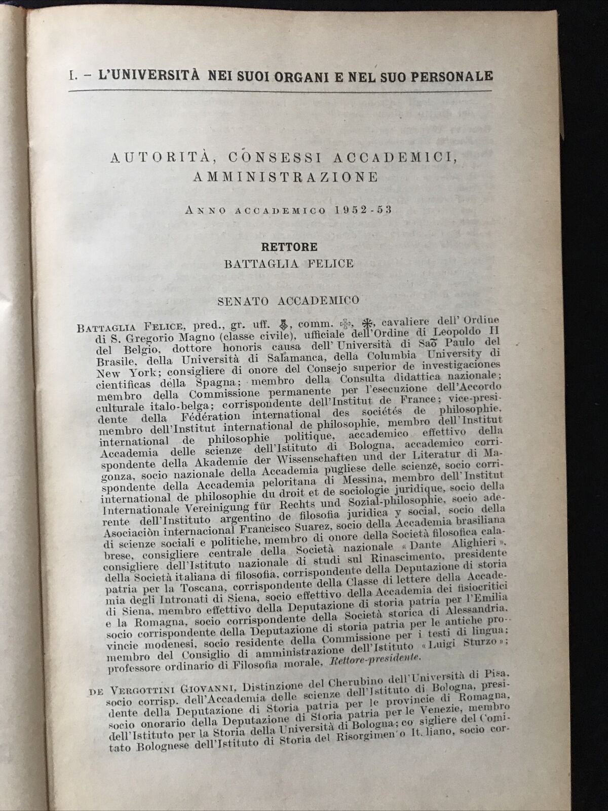 UNIVERSITÀ DI BOLOGNA - Annuario 1952-53 1953-54