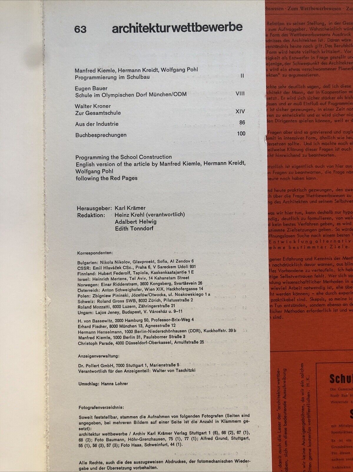 ARCHITEKTUR WETTBEWERBE 63 gesamtschulen schulmodelle ARCHITECTURE MAGAZINE 1970
