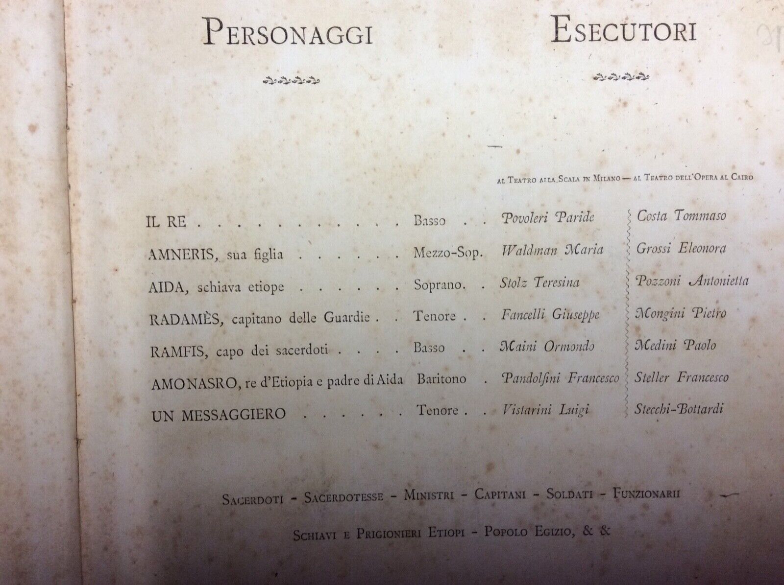 AIDA - A. GHISLANZONI. musica di G. VERDI. Edizioni Ricordi.
