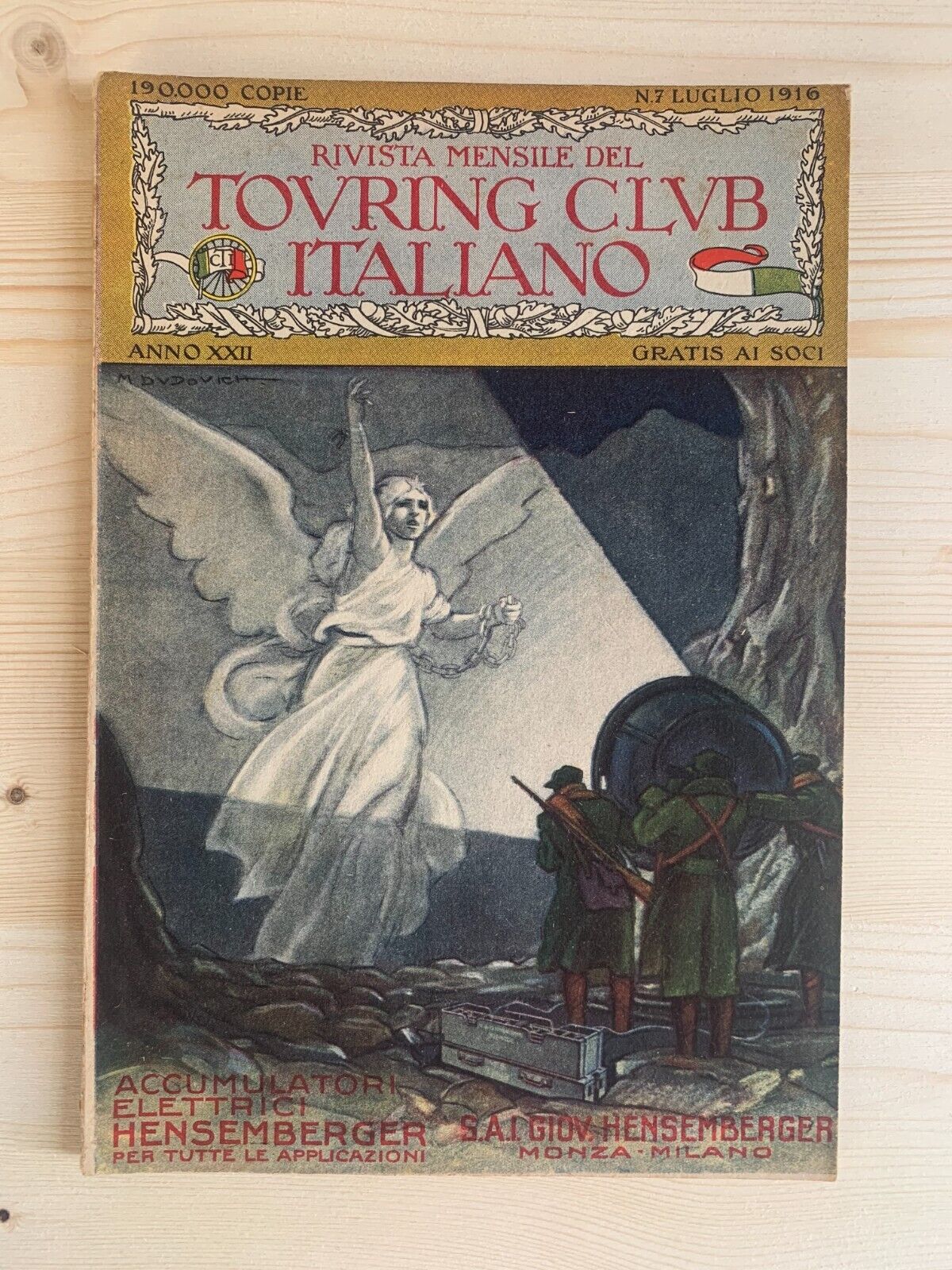 TOURING CLUB LUGLIO 1916 - ANNO XXII N.7 accumulatori hesemberg #