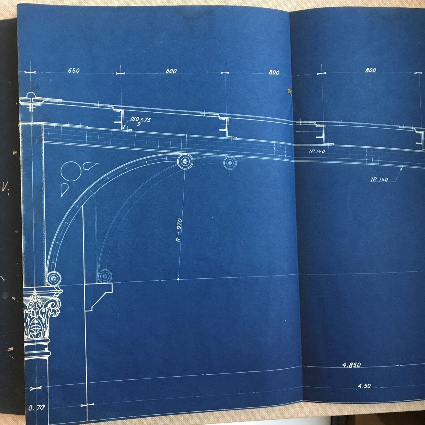 FERROVIE DELLO STATO - architettura / planimetria centina di testa su colonna