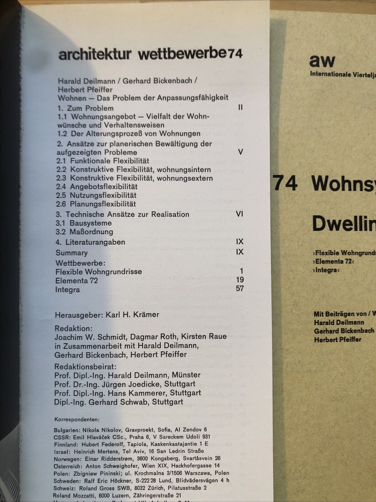 ARCHITEKTUR WETTBEWERBE n. 74 Wohnsysteme Dwelling systems 1973 ARCHITECTURE MAG