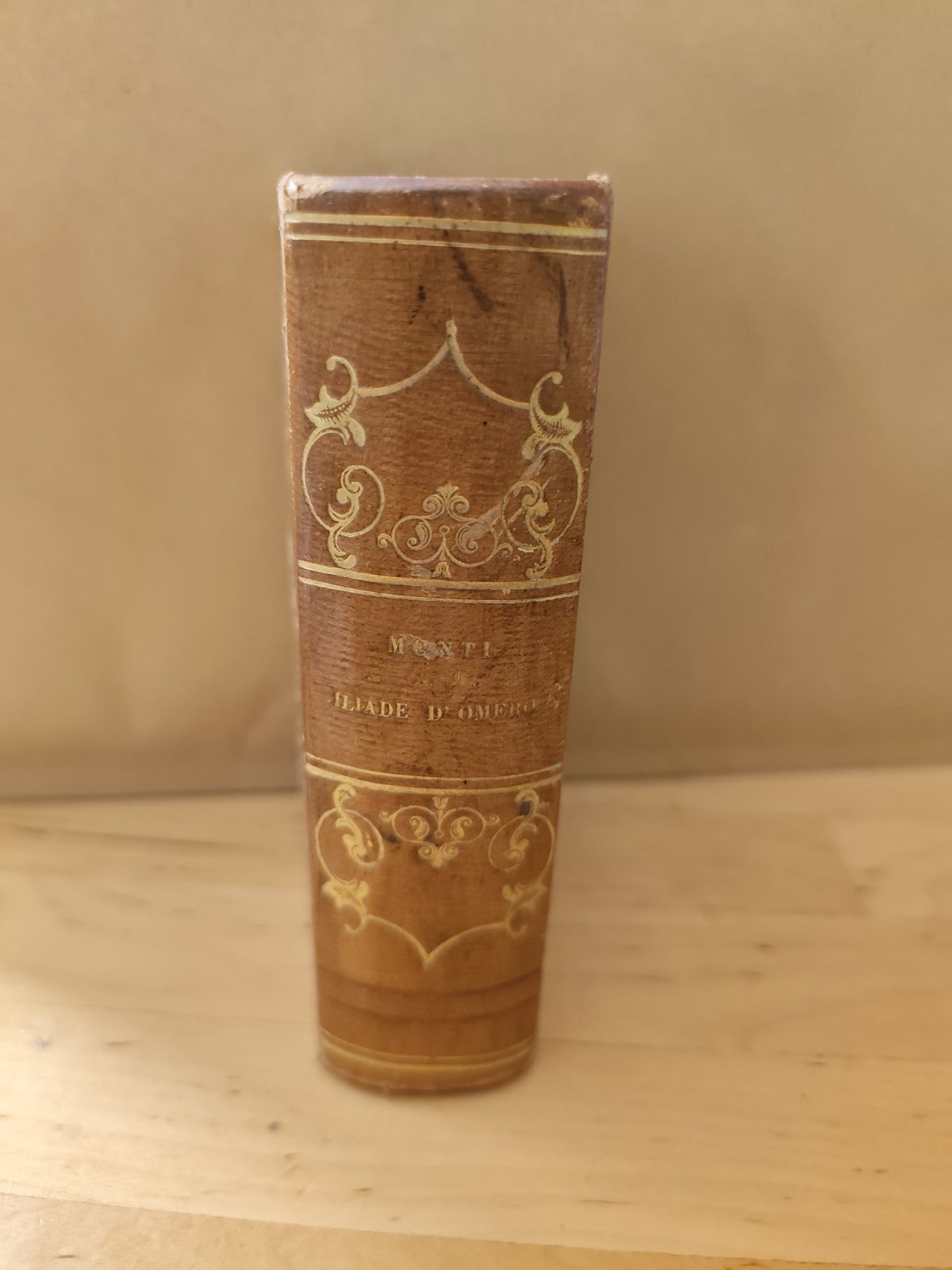Iliade di Omero - tradotta da Vincenzo Monti - 1829 tascabile rilegatura pelle