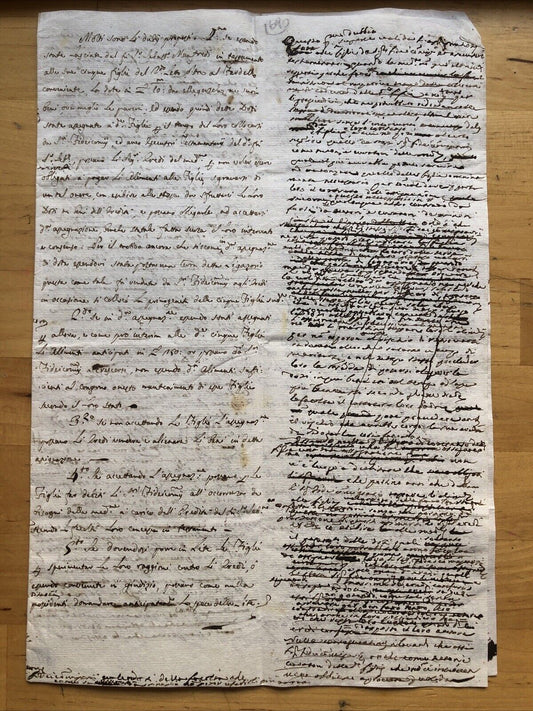 Documento manoscritto su 4 pagine (1690?)