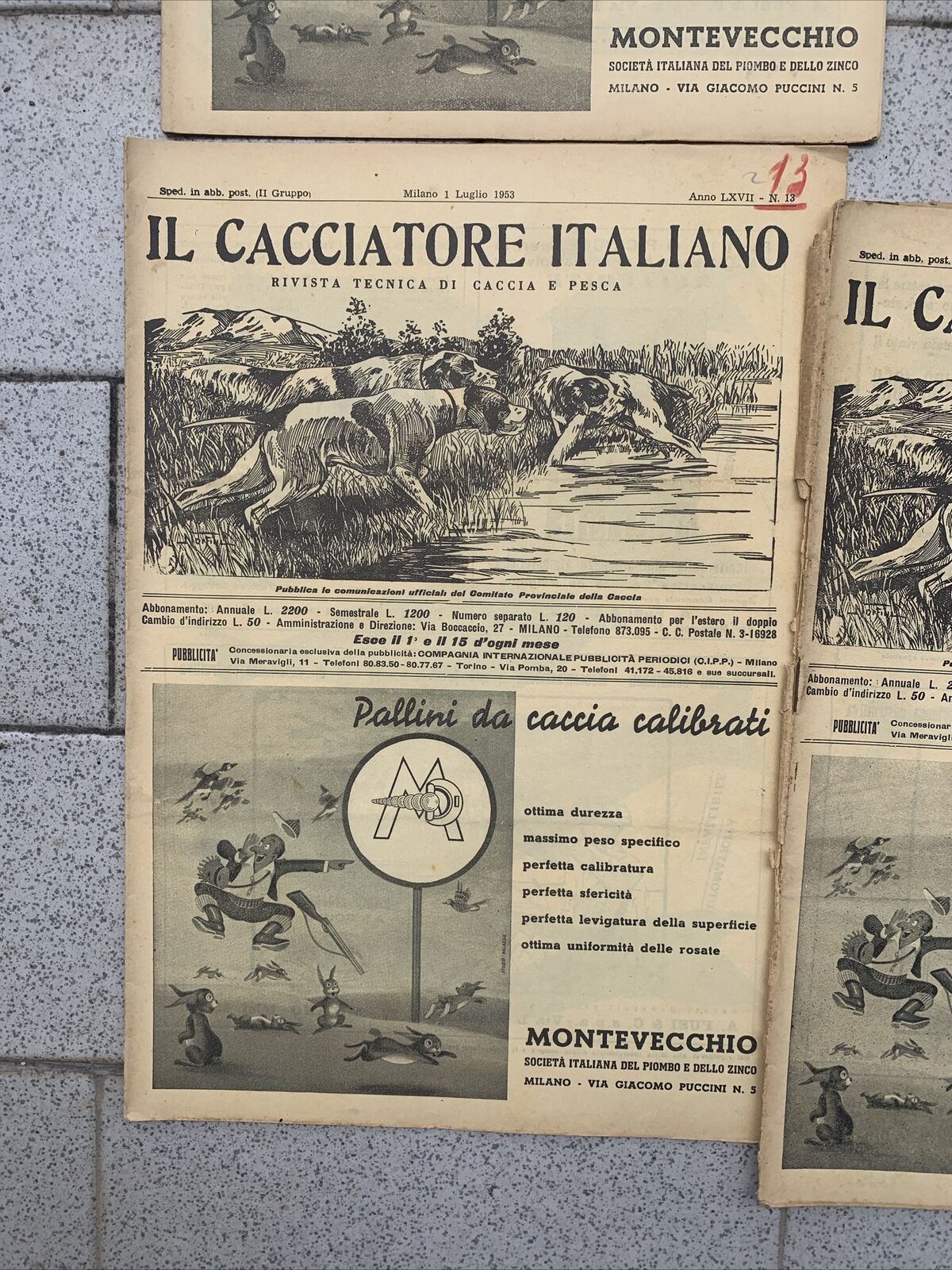 IL CACCIATORE ITALIANO giornale rivista caccia 1953 -  16 numeri #