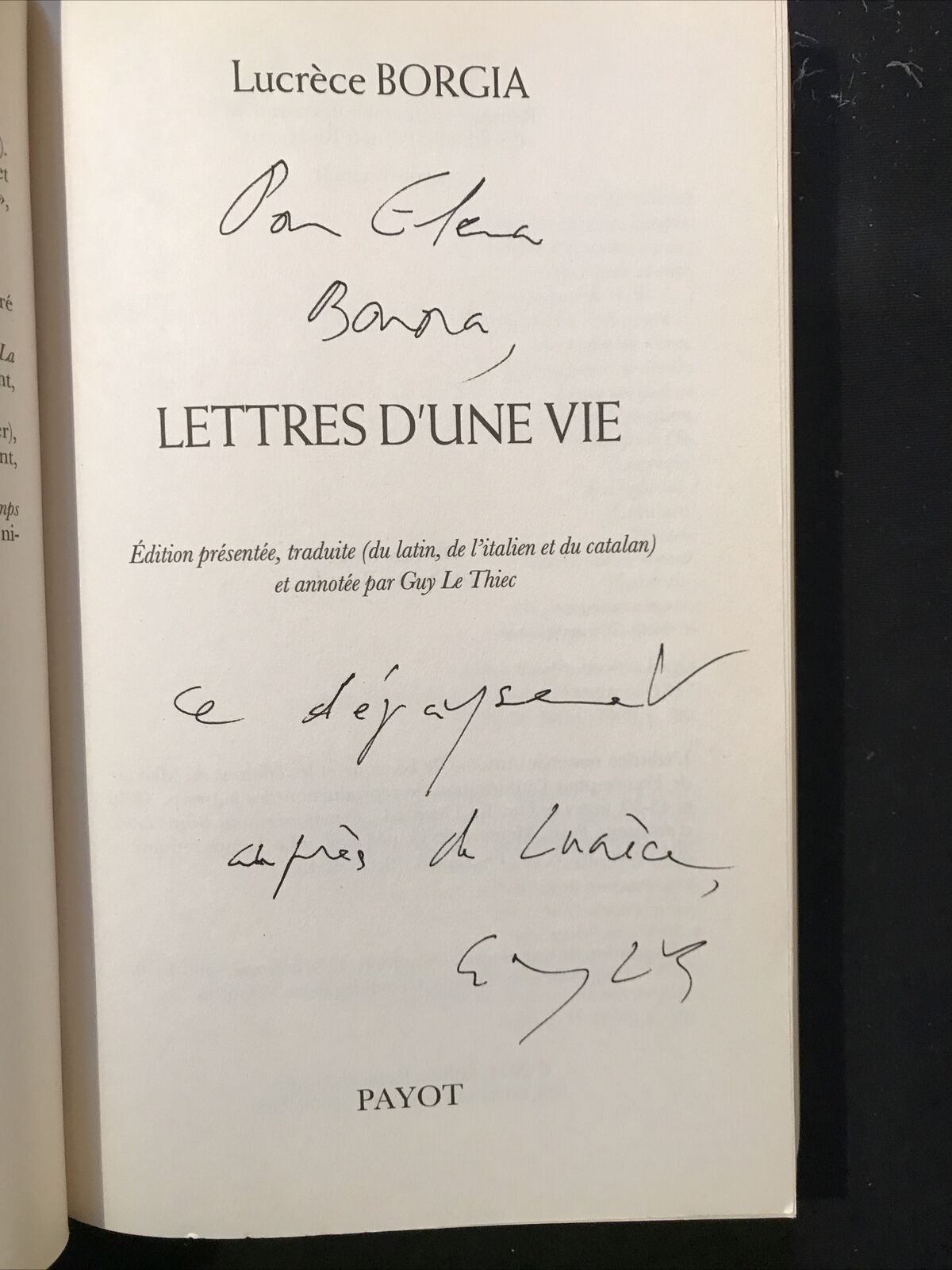 Lucrèce Borgia - Lettres d'une vie - Payot 2014 #