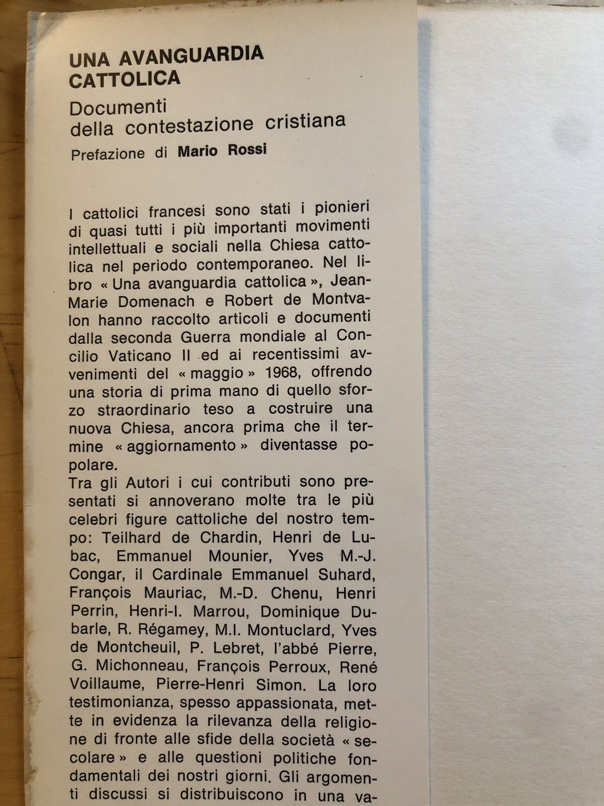 Una avanguardia cattolica, documenti della contestazione cristiana - Morcelliana