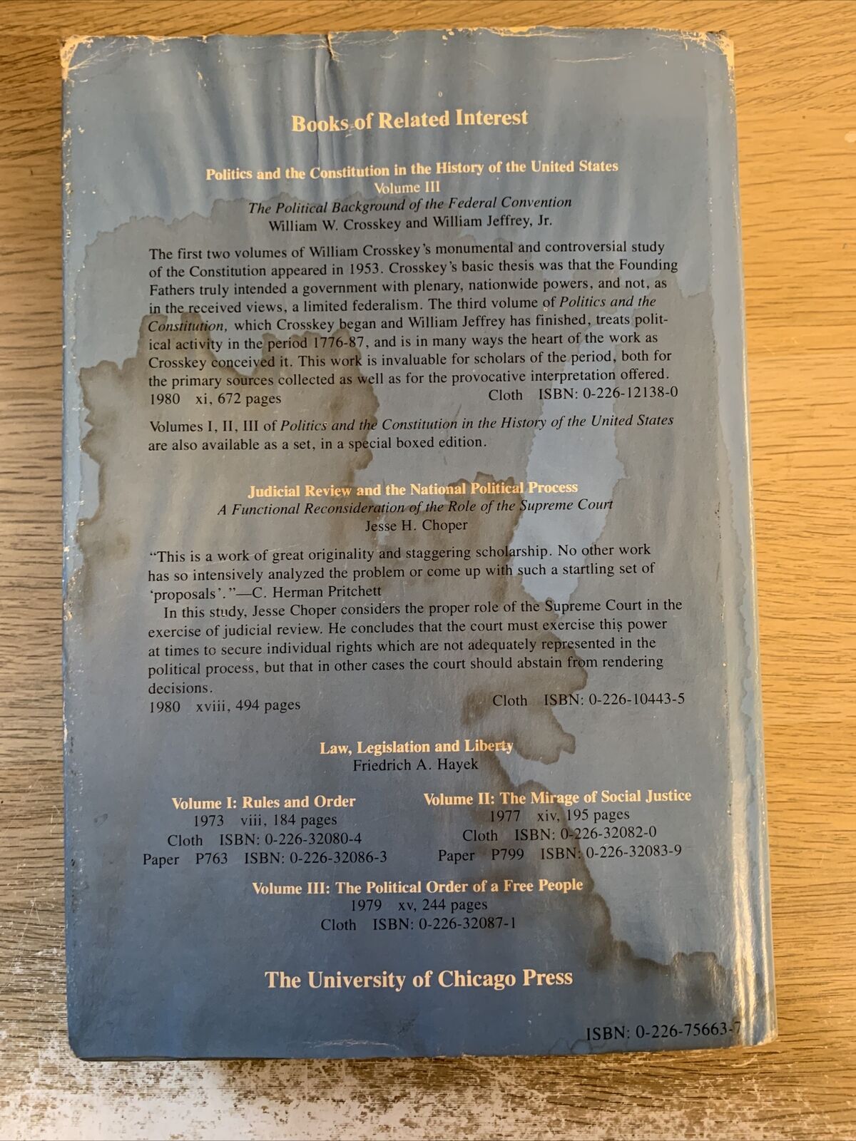 ECONOMIC LIBERTIES AND THE CONSTITUTION. BERNARD H. SIEGAN. Chicago univ. Press