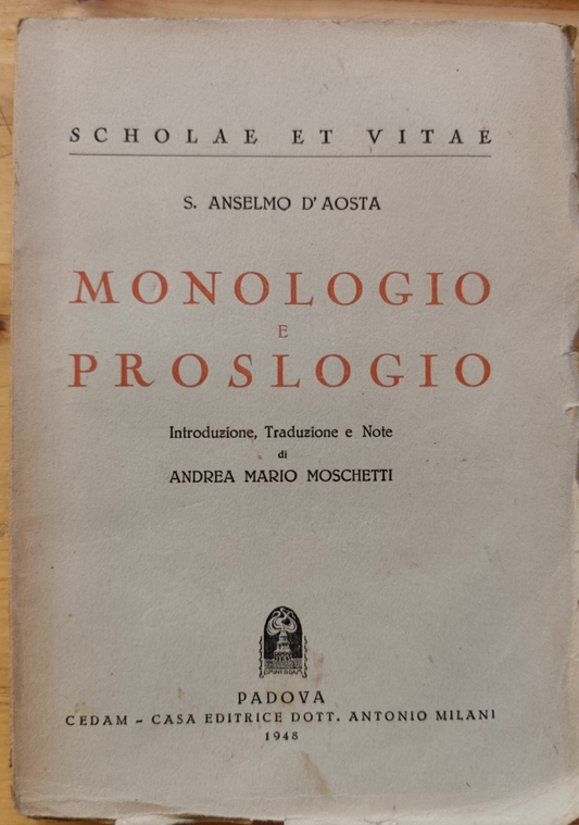 Monologio e proslogio S. Anselmo D'Aosta, Cedam 1948