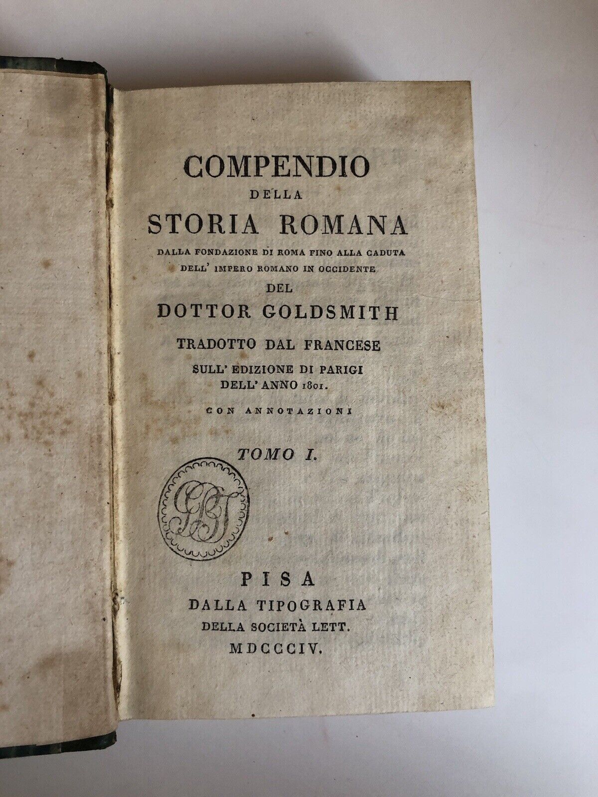 Compendio della Storia Romana, dalla fondazione . .Dottor Goldsmith 2 tomi, 1804