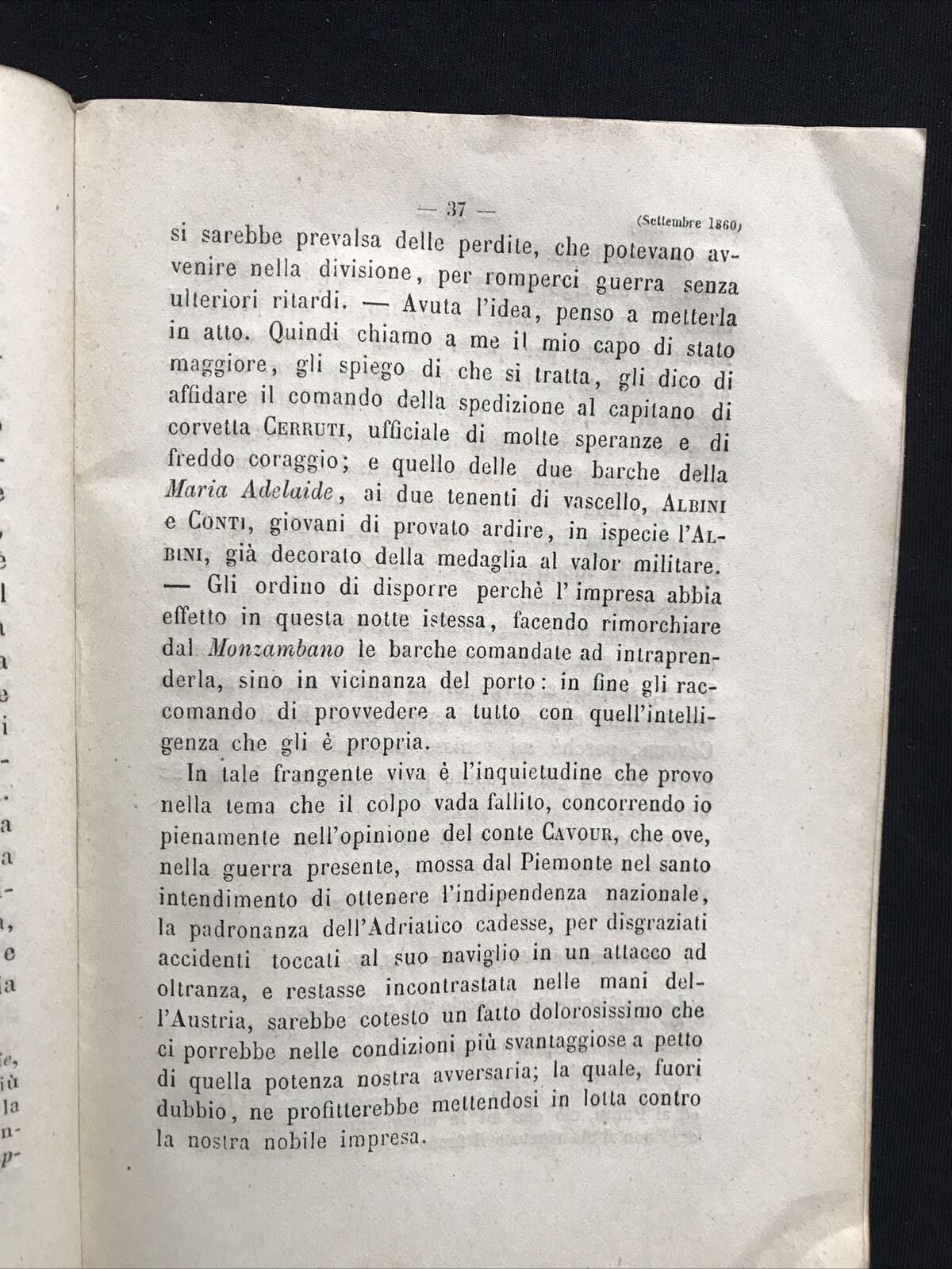 Diario Politico-Militare dell' Amm. C. Di Persano CAMPAGNA NAVALE 1860-1861