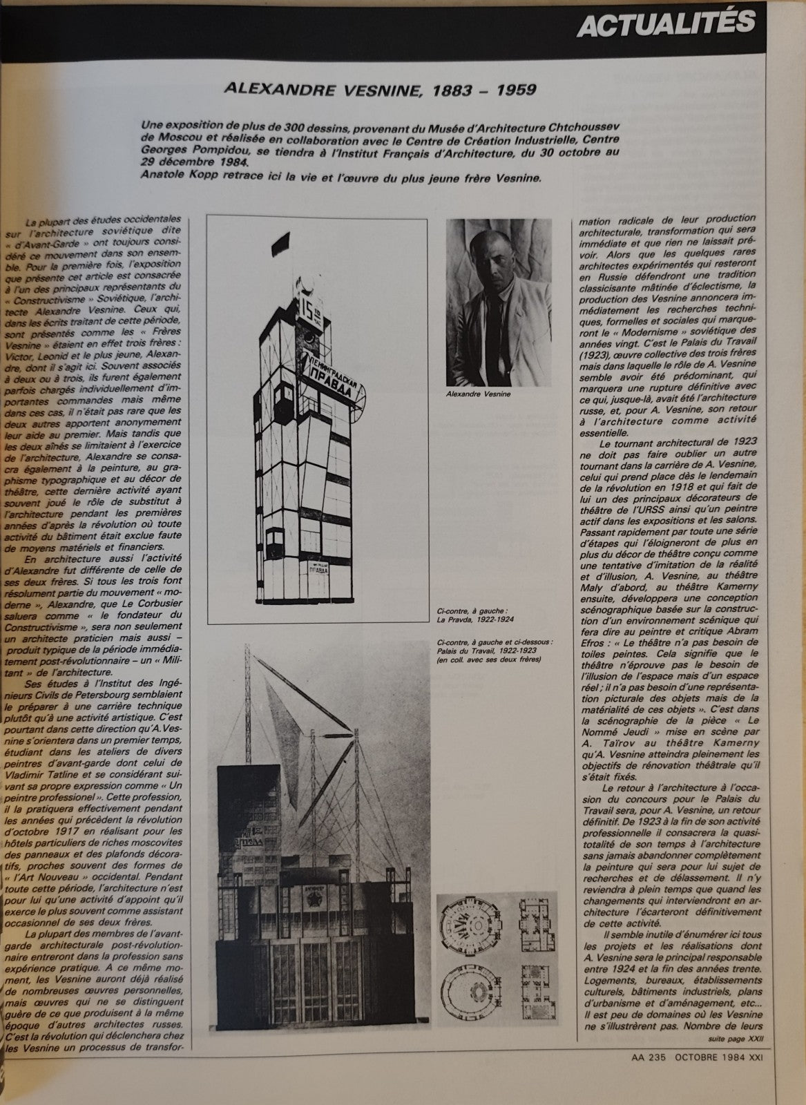 AA l'architecture D'Aujourd Hui 235 - octobre  1984 Alsop Barnett Ando Anselmi 