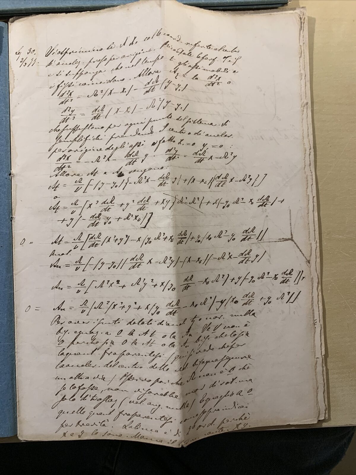 Antico Manoscritto Università di Pavia 1876, Meccanica Razionale, Carlo Formenti