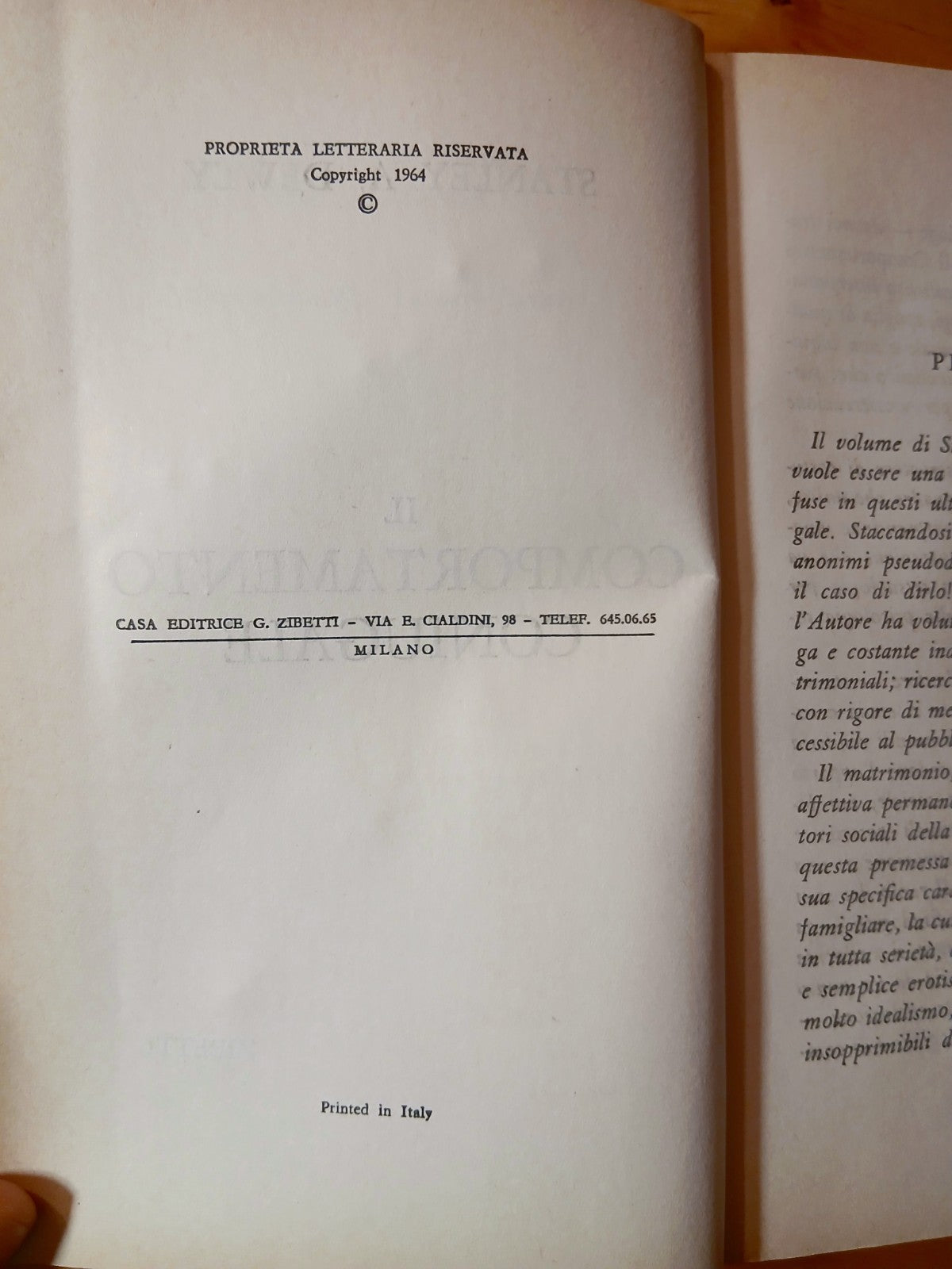 Il comportamento coniugale Stanley A. Dewey. Zibetti editrice 1964
