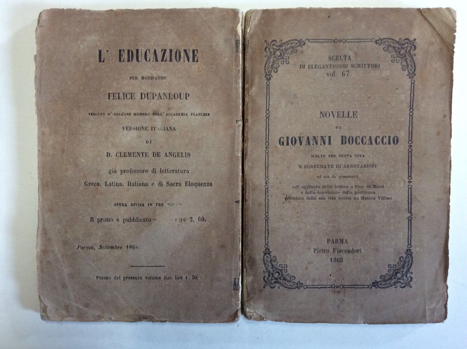 GIOVANNI BOCCACCIO NOVELLE, FIACCADORI PARMA, 1868