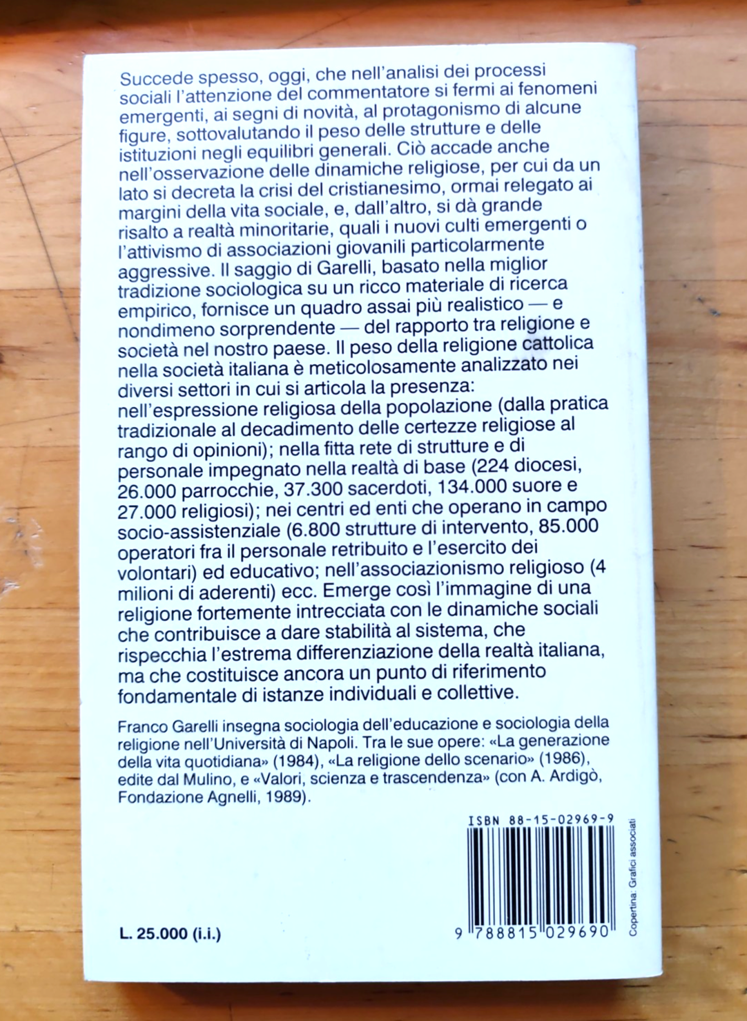 Religione e chiesa in Italia, Franco Garelli - Il Mulino 1991