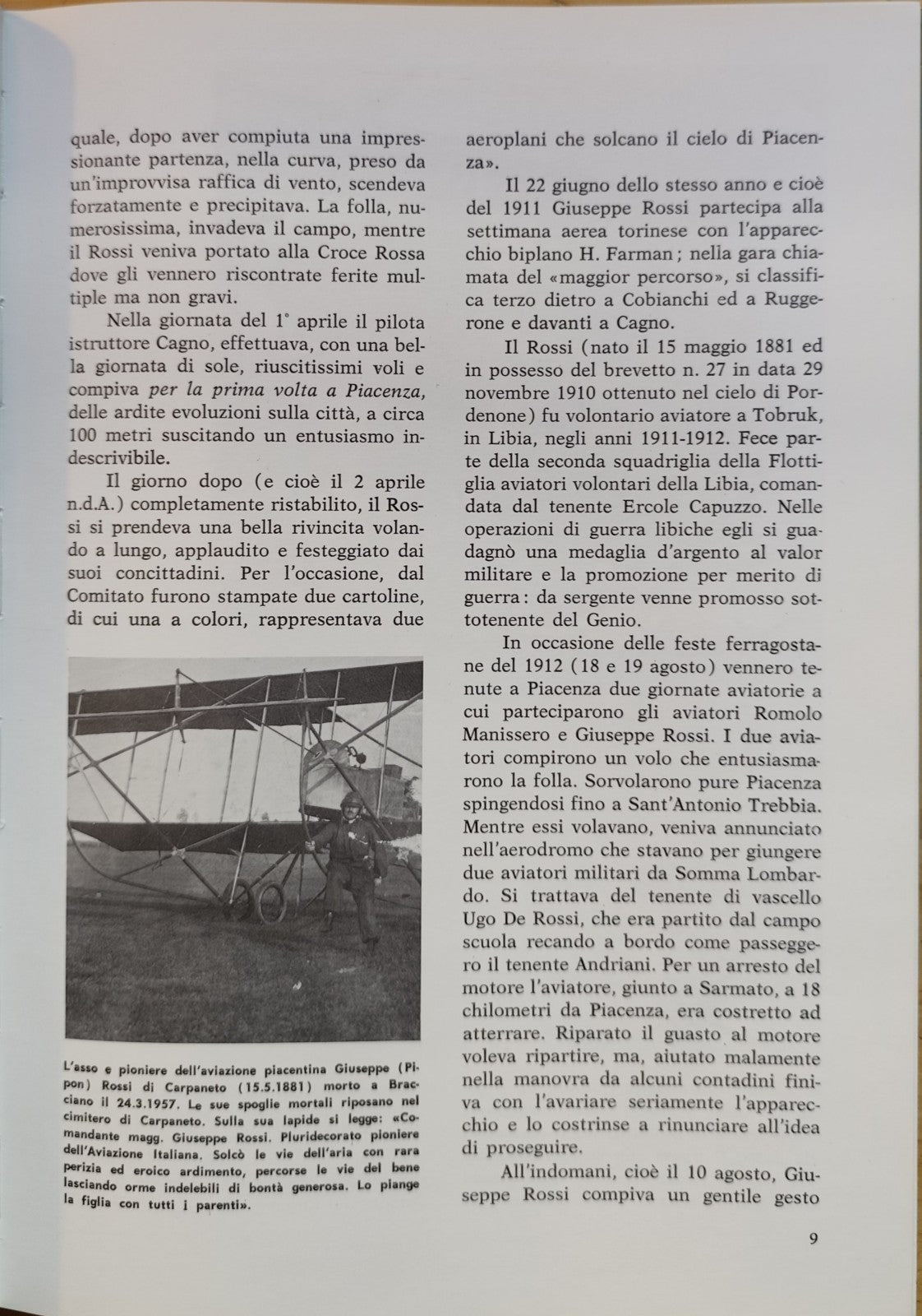 La storia dell'aviazione piacentina, Gaetano Cravedi, Aeroclub Piacenza 1980