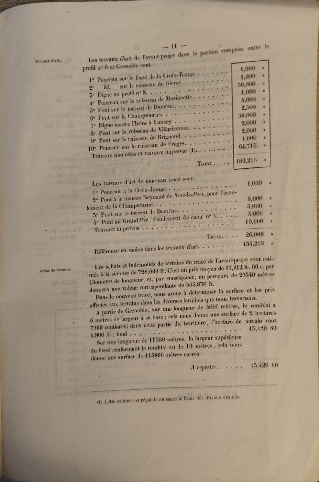 Assainissement de La Vallee du Graisivaudan - L' Endiguement chemin de fer 1853