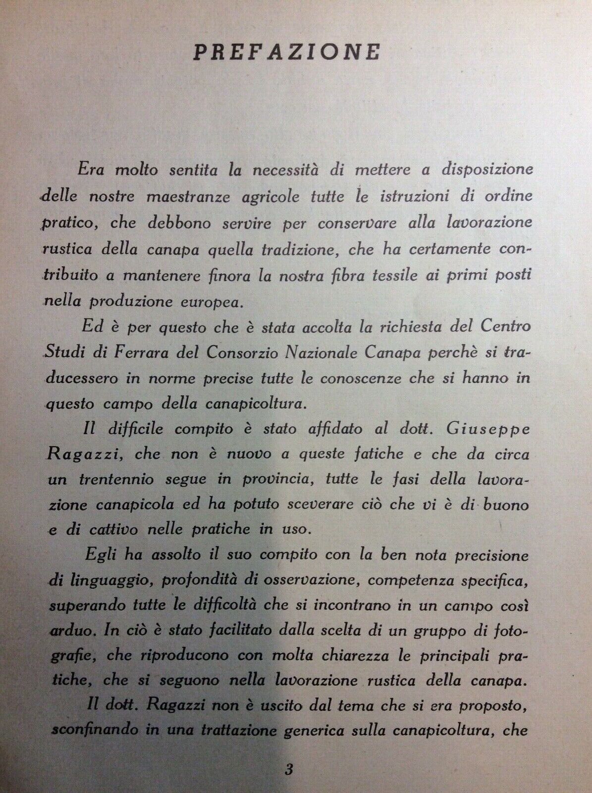 LA LAVORAZIONE RUSTICA DELLA CANAPA DAL TAGLIO ALLA STADERA - G. RAGAZZI 1950