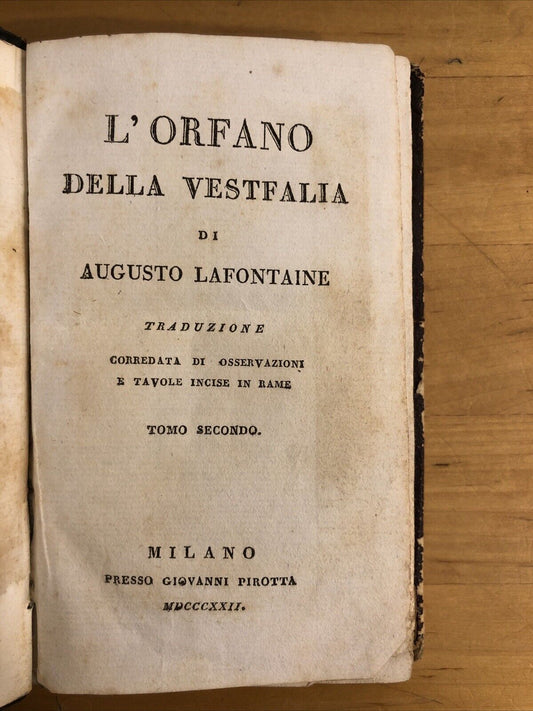 L'ORFANO DELLA VESTFALIA - AUGUSTO LAFONTAINE 1822 tomo 2 (1 TAVOLA INCISA)
