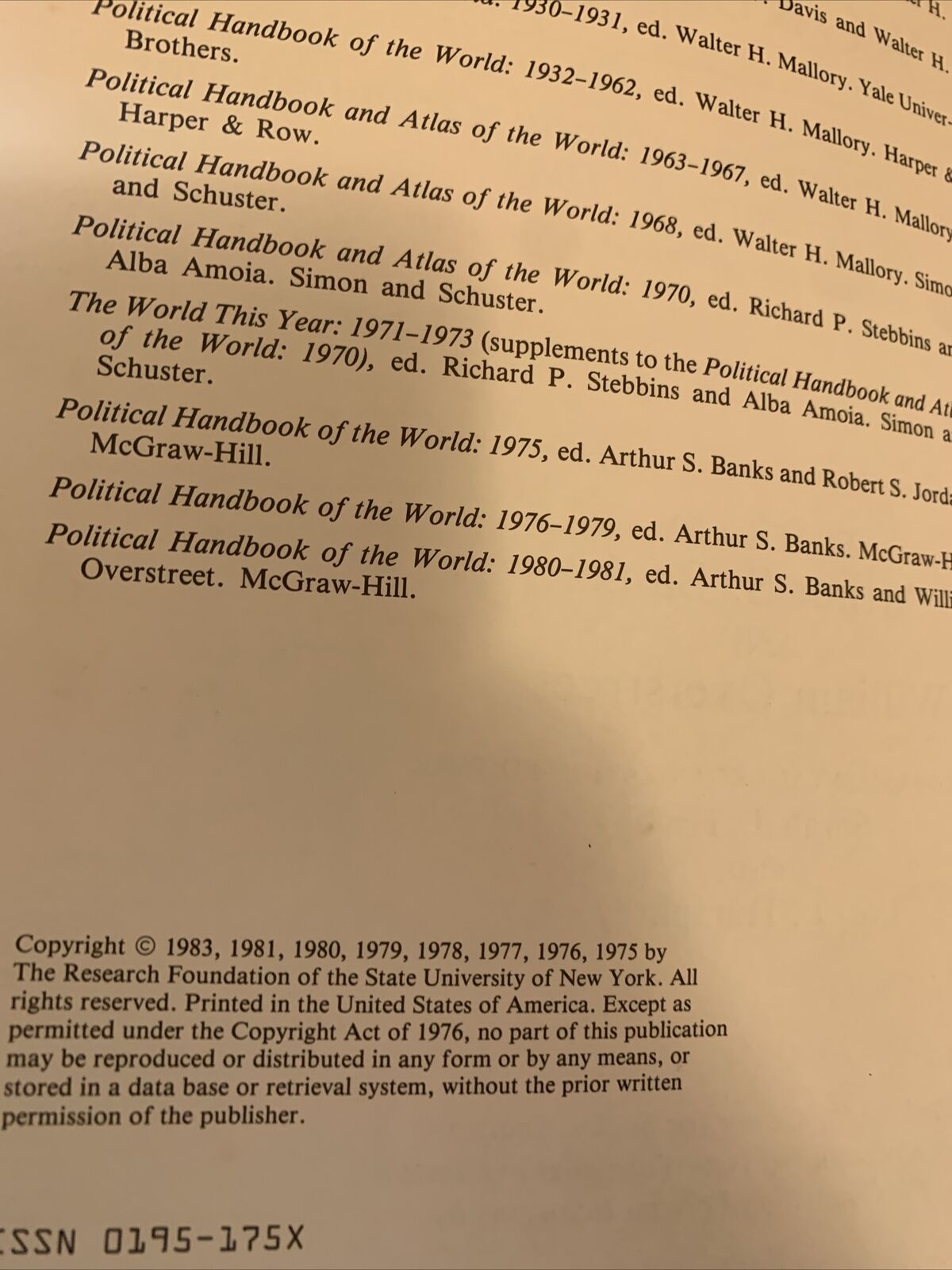 Political Handbook of the World, 1982-1983: Governments and Intergovernmental