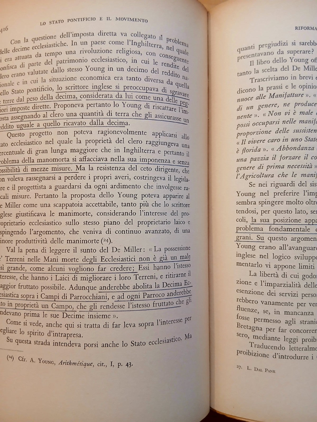 Lo Stato Pontificio e il movimento riformatore del settecento - Luigi Dal Pane
