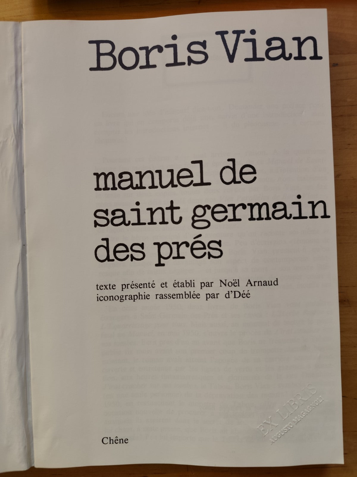 Manuel de St Germain de pres, Boris Vian, Chene 1974