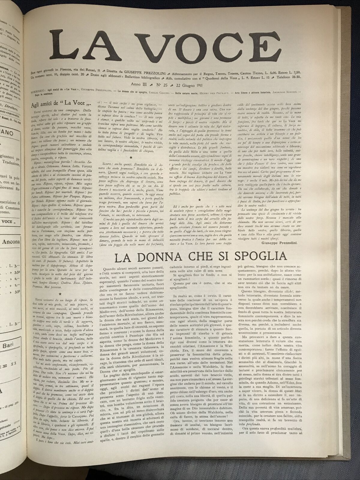 LA VOCE 1912 - IV. Raccolta anno 1911, anno III. Ristampa Arnaldo Forni