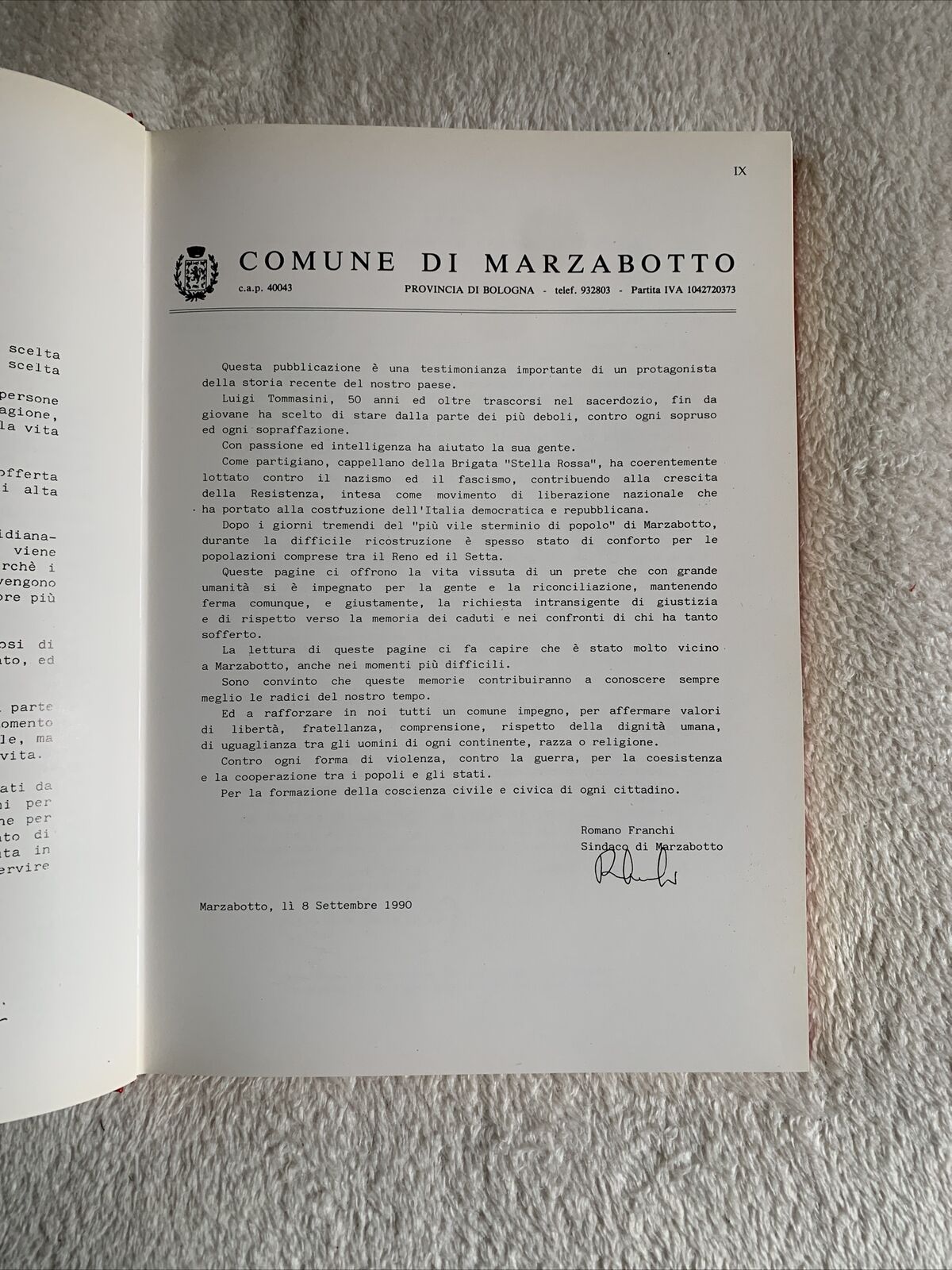 La Bufera Parroco nella resistenza. Don Luigi Tommasini *autografato* resistenza
