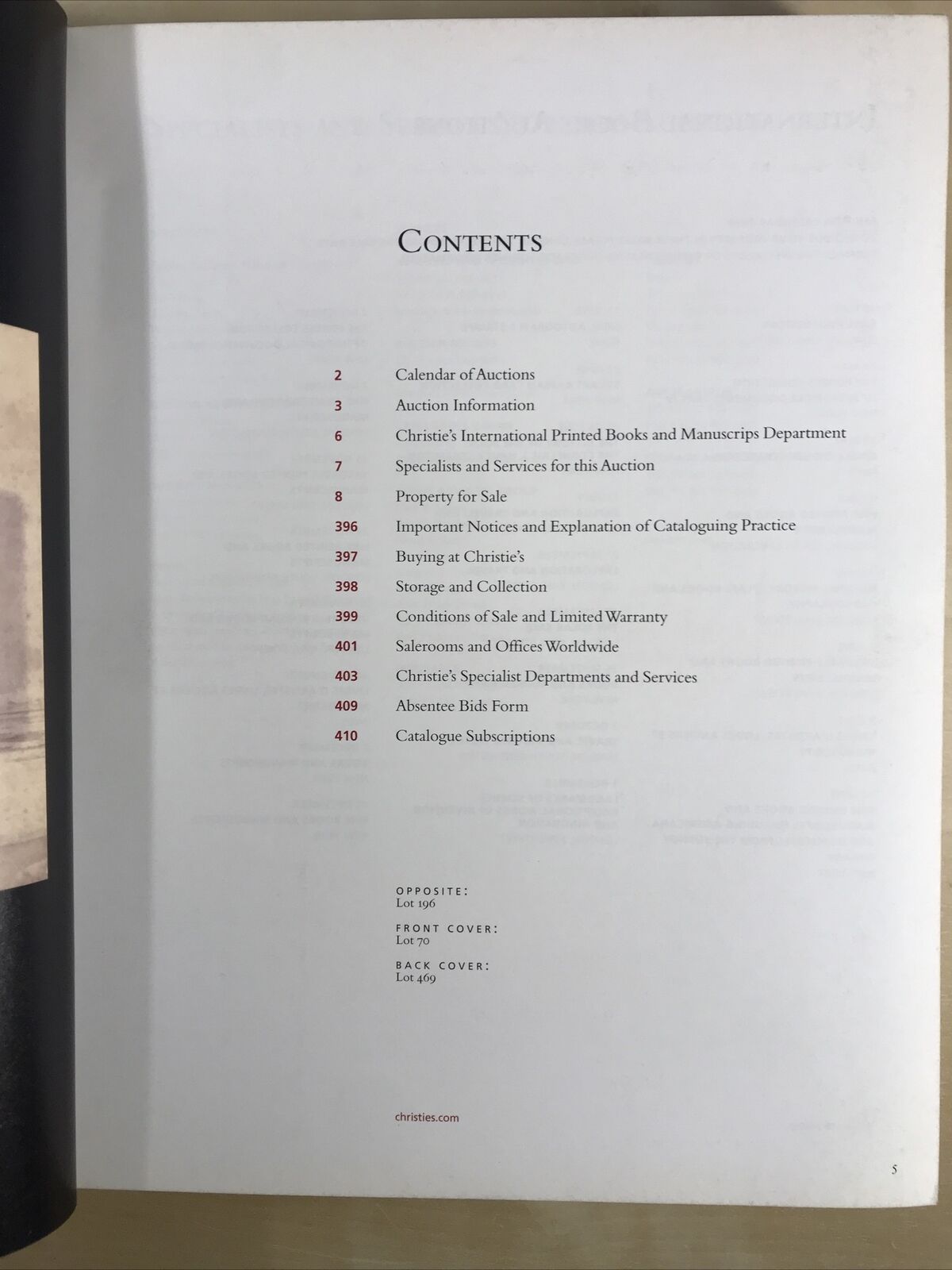 Fine Printed Books Manuscripts including Americana AUCTION CATALOG Christie's