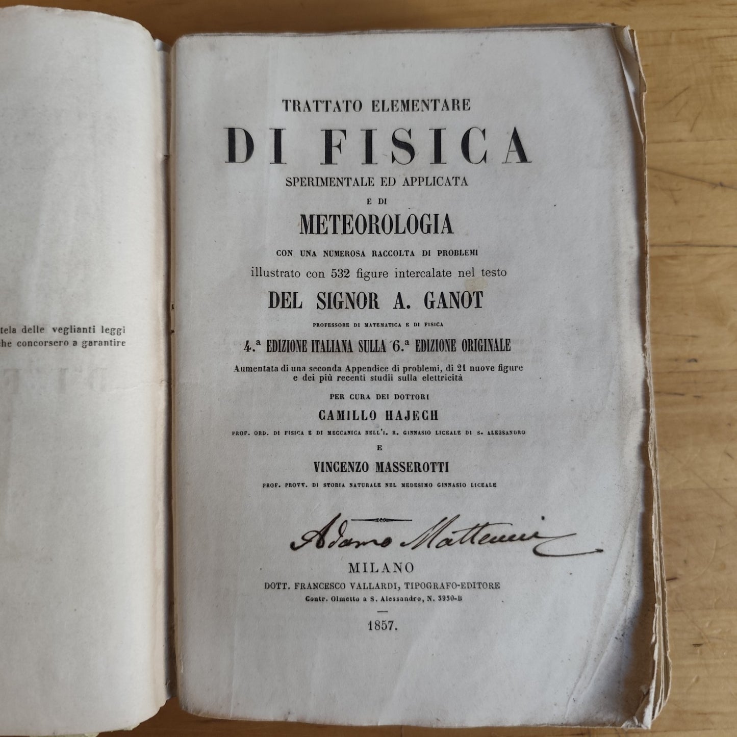 Trattato elementare fisica sperimentale applicata Meteorologia - A. Ganot 1857