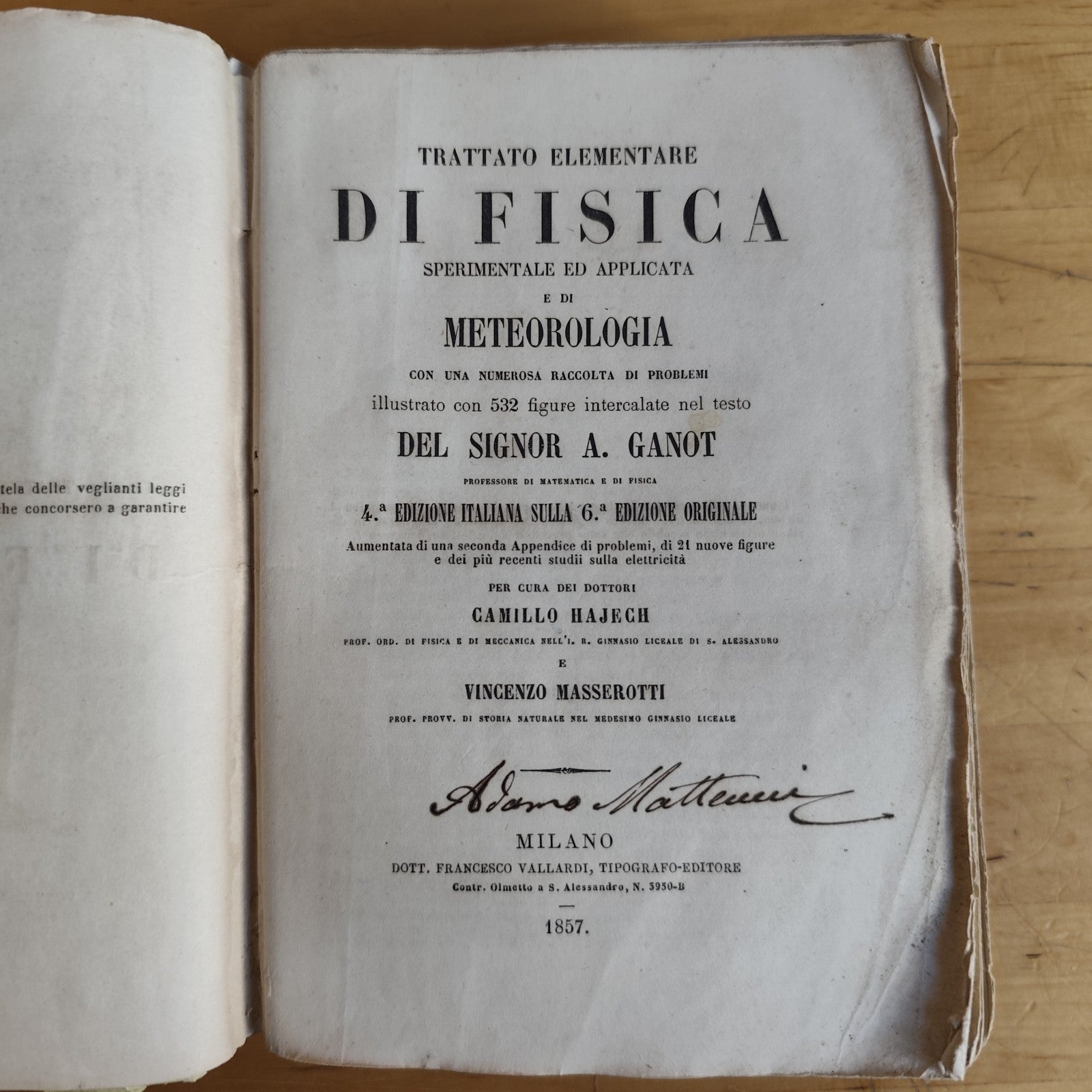 Trattato elementare fisica sperimentale applicata Meteorologia - A. Ganot 1857