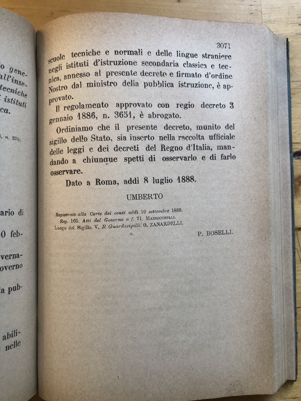 Leggi e decreti 1888 - Umberto I Re d'Italia