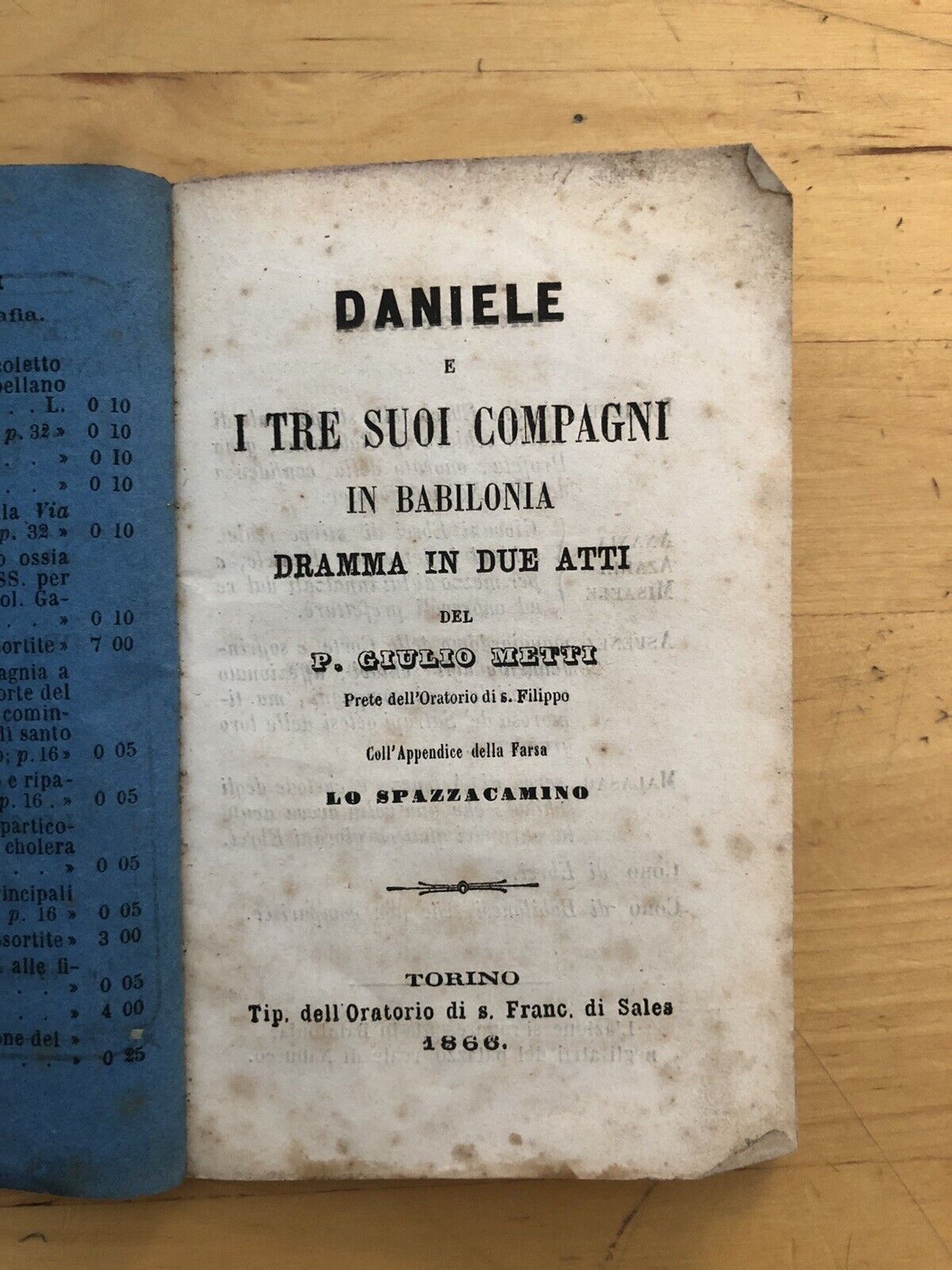Daniele e i tre suoi compagni in Babilonia dramma in due atti. Giulio Metti 1866
