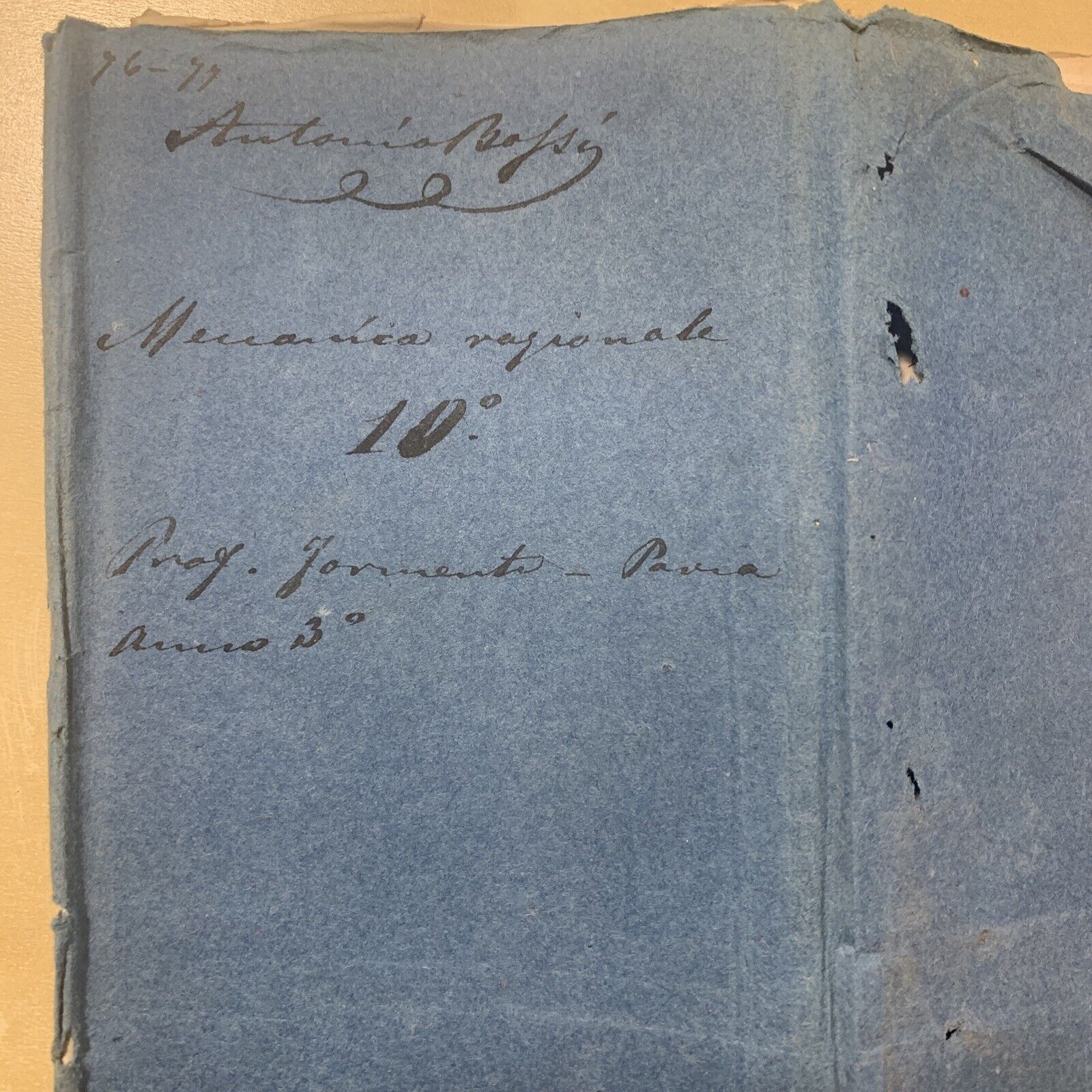 Antico Manoscritto Università di Pavia 1876. Lezione Carlo Formenti - Meccanica