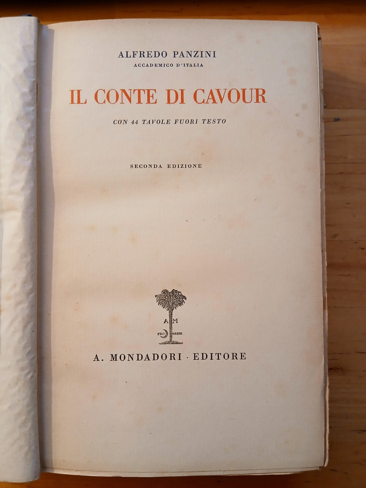 Il Conte di Cavour - Alfredo Panzini - Mondadori 1931